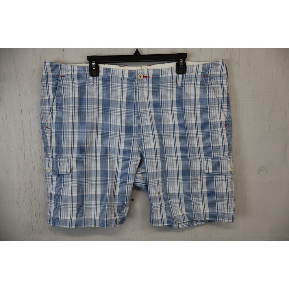 Mens Tommy Bahama Shorts Size 42 Cargo Pockets‎ Blue Plaid Cotton